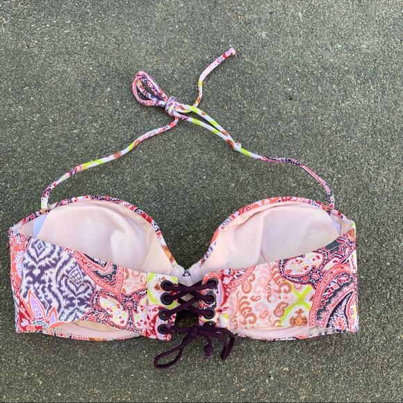 Victoria’s Secret 32D push up corset back halter tie bikini top - Picture 2 of 5